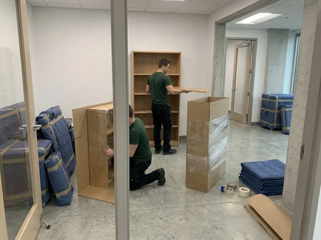 Furniture undergoing preparation and protective wrapping in North York
